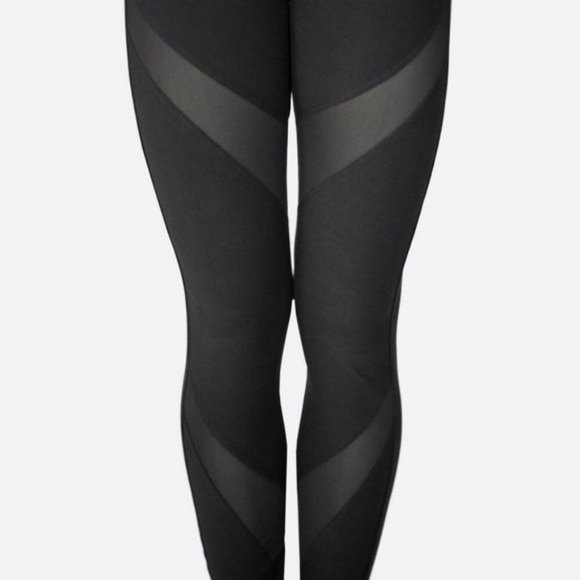 Pants - Black Mesh Soft Cozy Leggings -‎ S/M